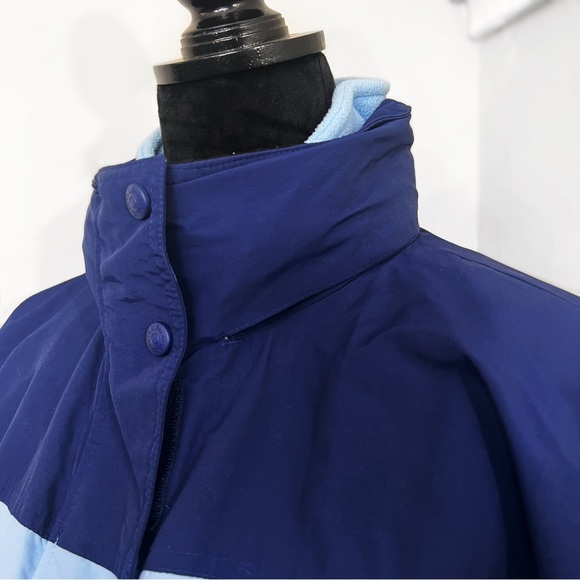 Vintage Two Tone Blue Two Layer Fleece + Winter Jacket Thick Warm Three Pockets - Picture 4 of 11